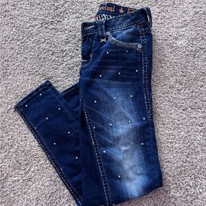 Rock Revival Dark Blue Skinny Jeans with Studs